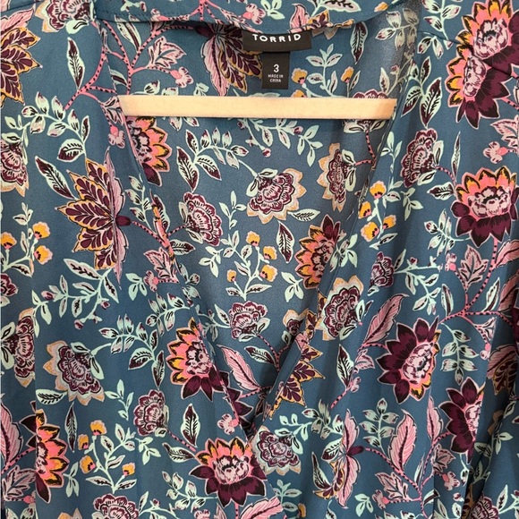 Torrid Teal Floral High Low Tunic Top - Picture 7 of 8